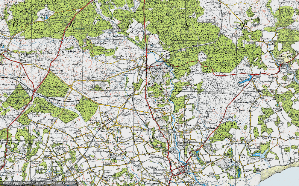 Old Map of Historic Map covering Brockenhurst Park in 1919