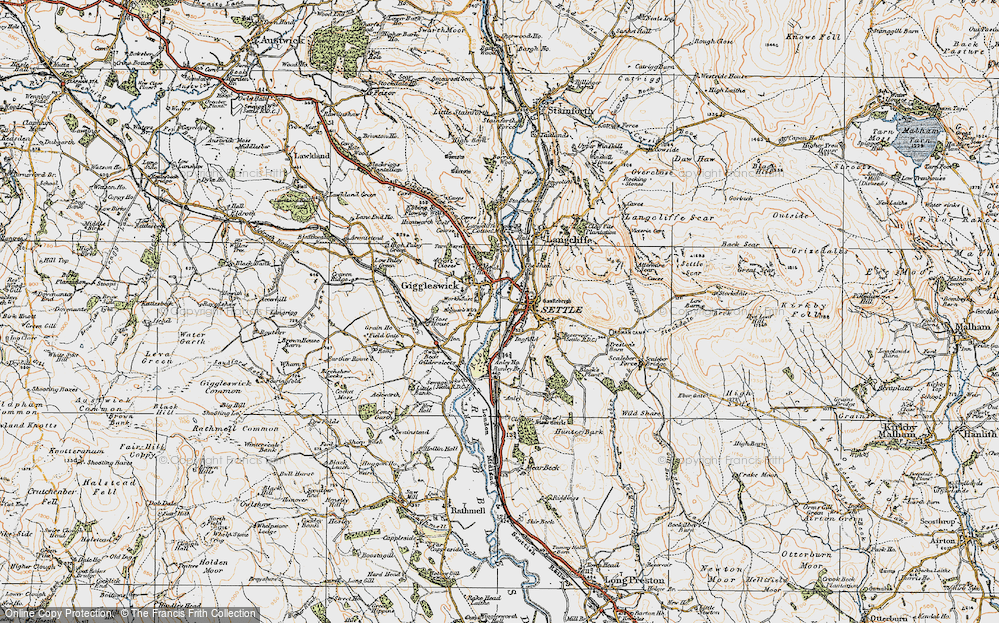Old Map of Historic Map covering Scaleber Force in 1924