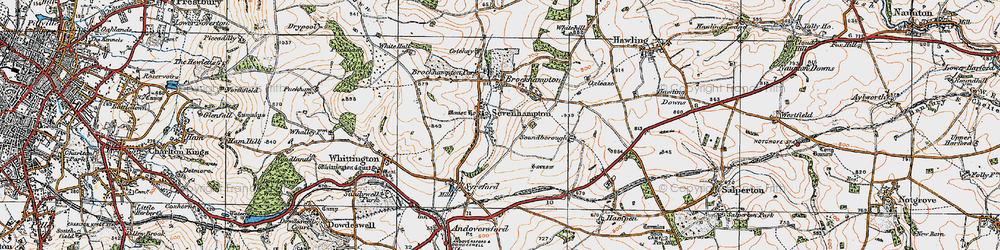 Old map of Sevenhampton in 1919