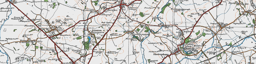 Old map of Sevenhampton in 1919