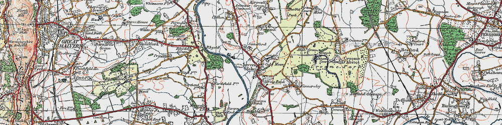 Old map of Severn Stoke in 1920