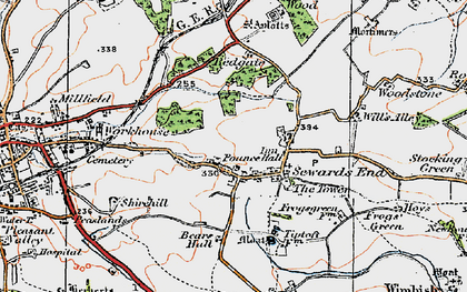 Old map of Sewards End in 1920
