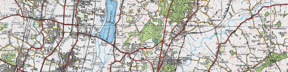 Old map of Sewardstonebury in 1920