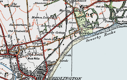 Old map of Sewerby in 1924