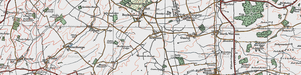 Old map of Sewstern in 1921