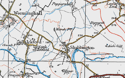 Old map of Little Ickford in 1919