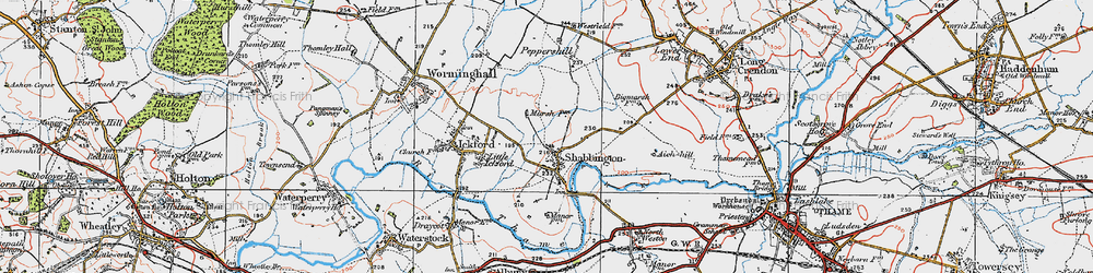 Old map of Shabbington in 1919