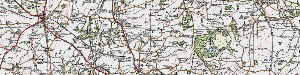 Old map of White Ladies Priory in 1921