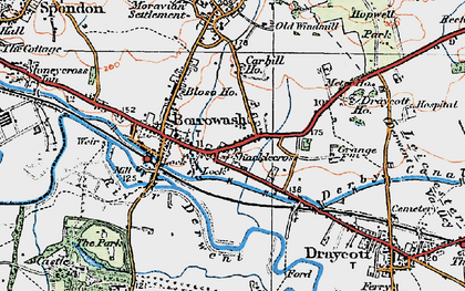 Old map of Shacklecross in 1921
