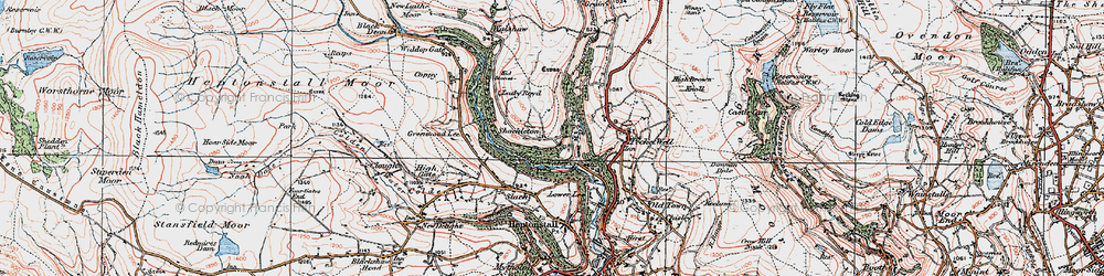 Old map of Abel Cross in 1925