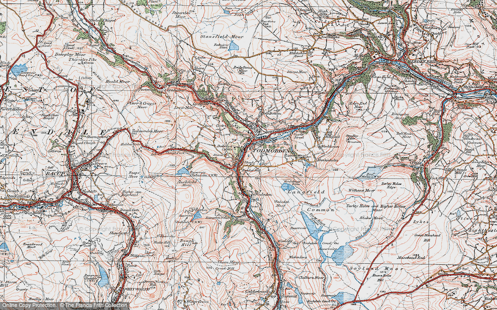 Old Map of Historic Map covering Dobroyd Castle School in 1925