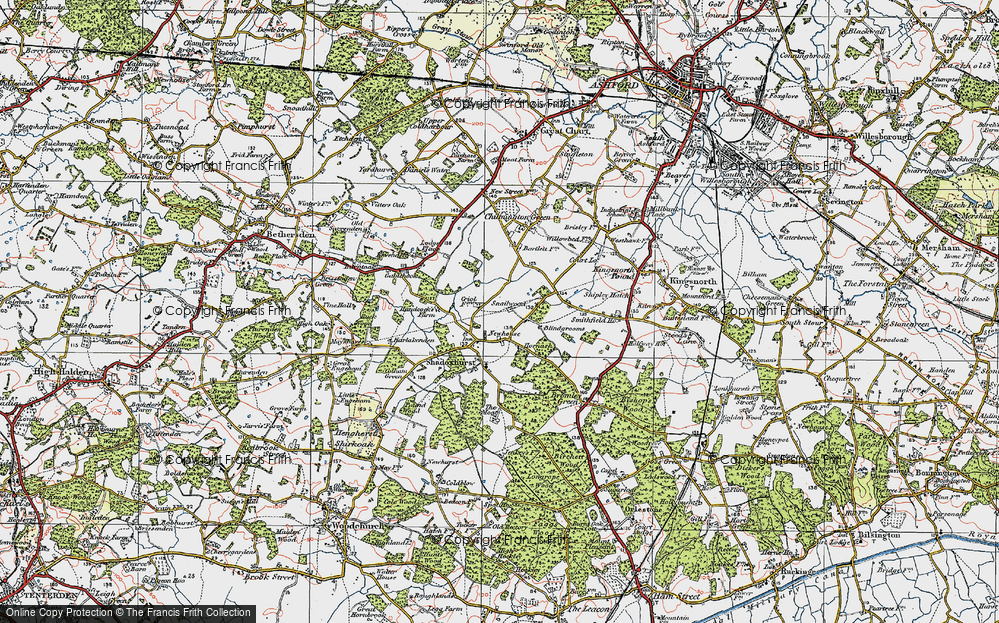 Old Map of Shadoxhurst, 1921 in 1921