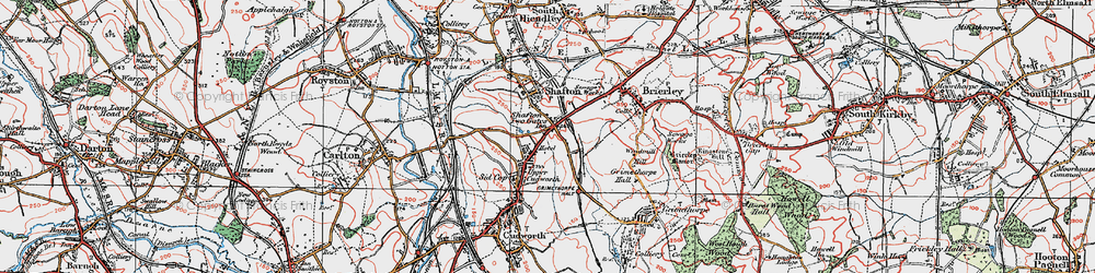 Old map of Shafton Two Gates in 1924