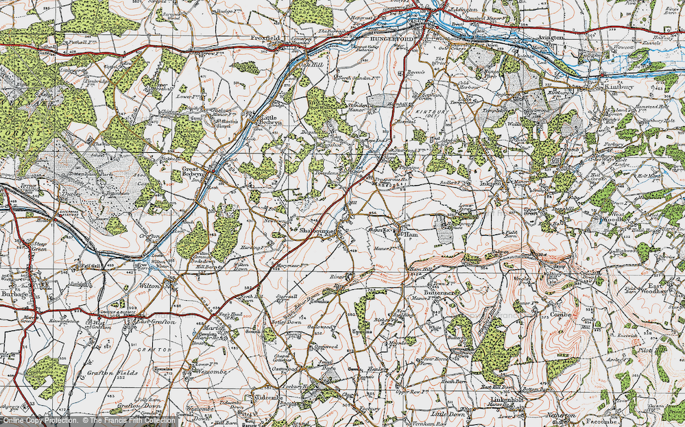 Old Map of Shalbourne, 1919 in 1919