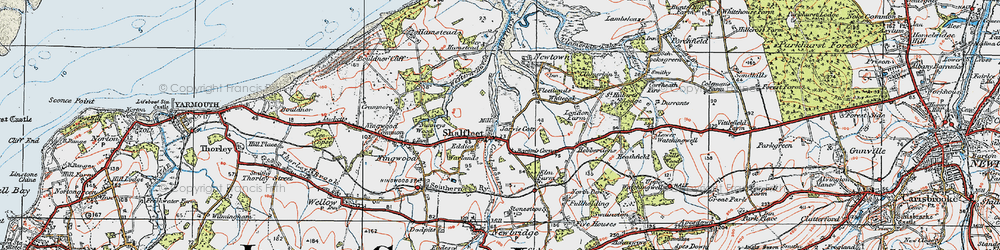 Old map of Shalfleet in 1919