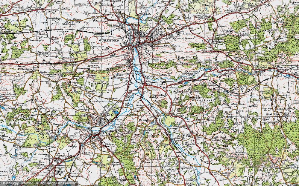 Old Map of Shalford, 1920 in 1920