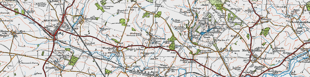 Old map of Shalstone in 1919