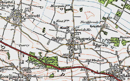 Old map of Shapwick in 1919