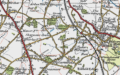 Old map of Sharmans Cross in 1921