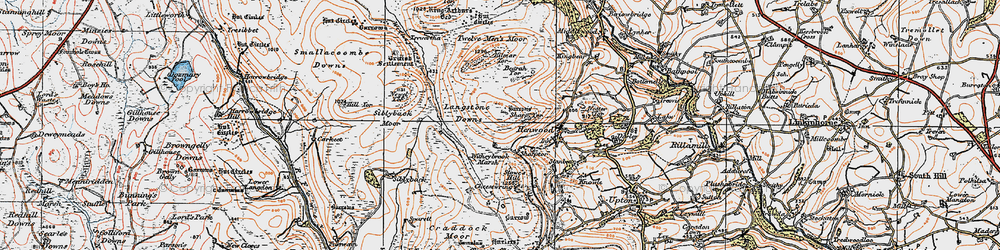 Old map of Langstone Downs in 1919