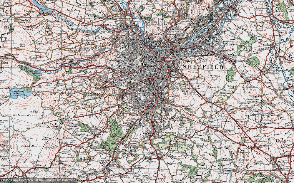 Old Map of Sharrow, 1923 in 1923