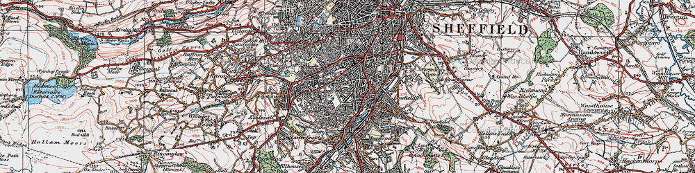 Old map of Sharrow in 1923