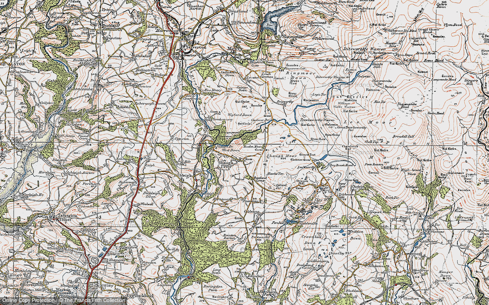 Old Map of Historic Map covering Wigford Down in 1919