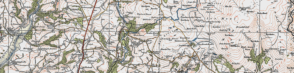 Old map of Shaugh Prior in 1919