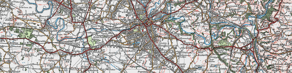 Old map of Shaw Heath in 1923