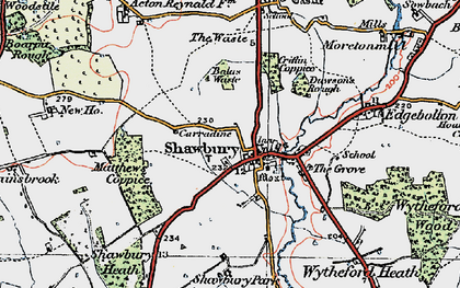 Old map of Shawbury in 1921