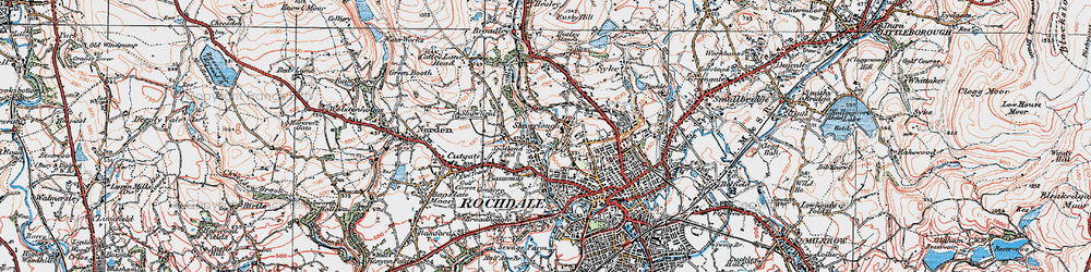 Old map of Shawclough in 1924