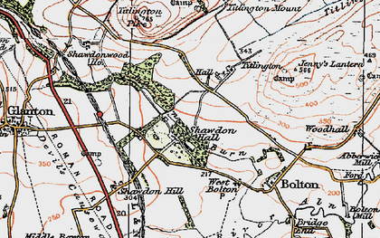 Old map of Shawdon Hall in 1926
