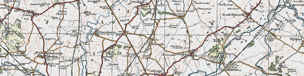 Old map of Shawell in 1920