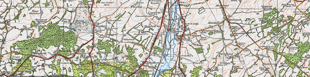 Old map of Shawford in 1919