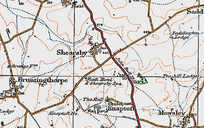 Old map of Bath Hotel and Shearsby Spa in 1920