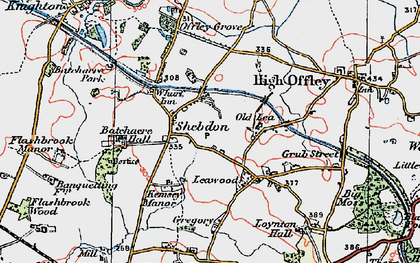 Old map of Batchacre Hall in 1921