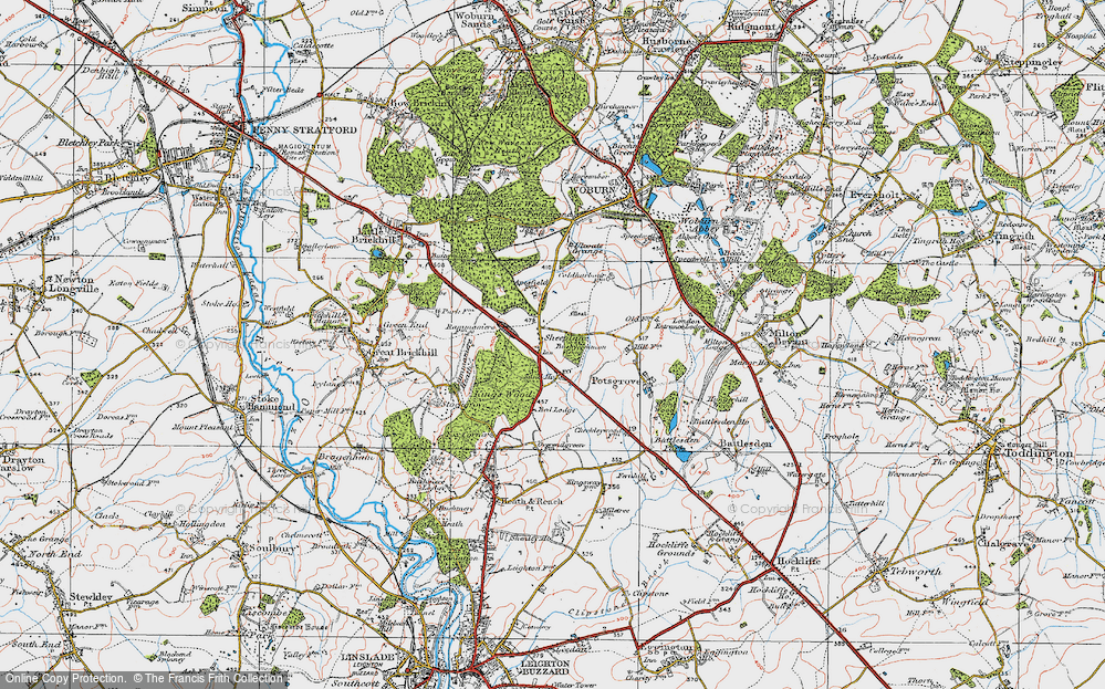 Old Map of Historic Map covering Bushycommon Wood in 1919