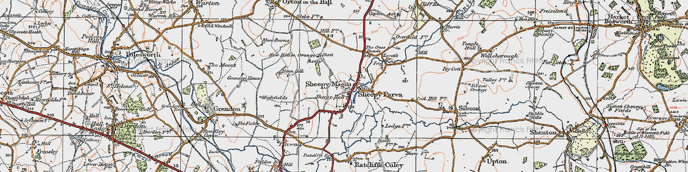 Old map of Sheepy Magna in 1921