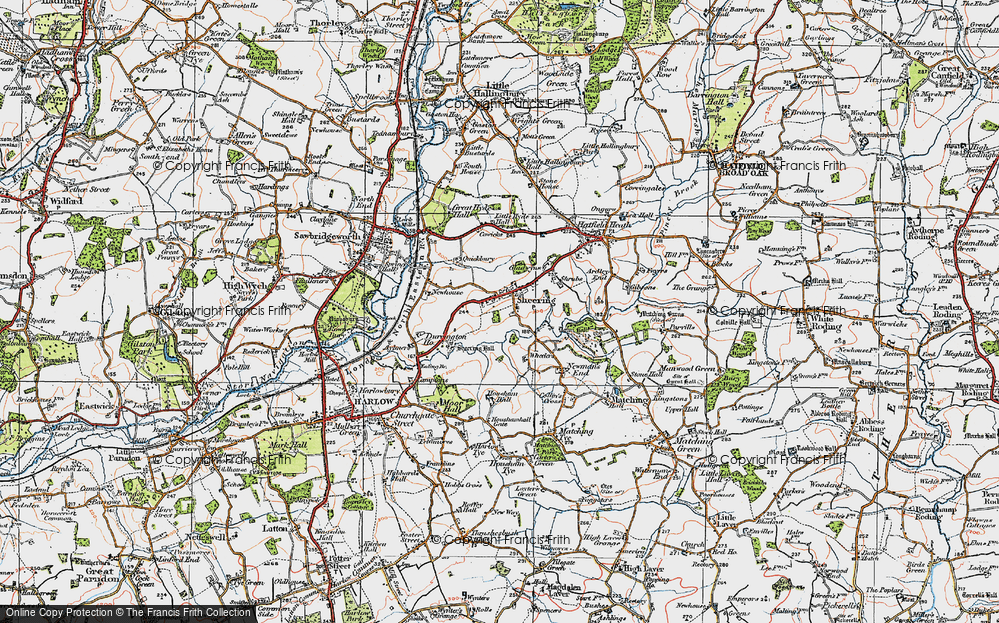 Old Map of Sheering, 1919 in 1919