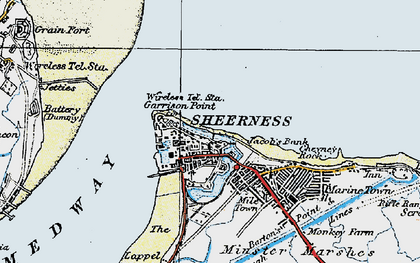 Old map of Sheerness in 1921
