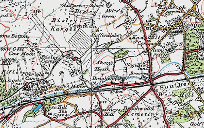 Old map of Bisley Common in 1920