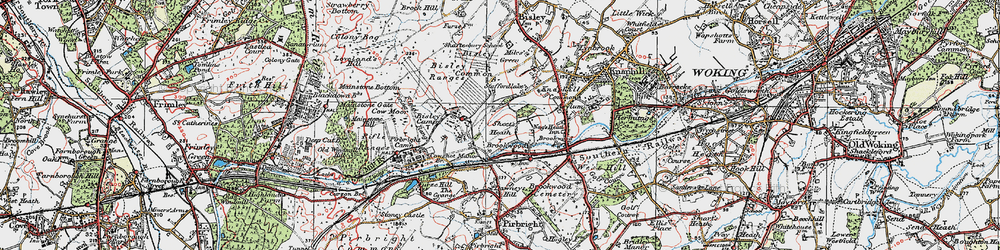 Old map of Bisley Common in 1920