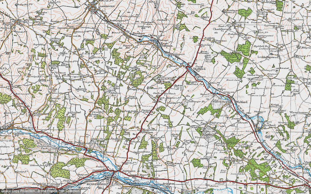 Old Map of Historic Map covering Breach Copse in 1919
