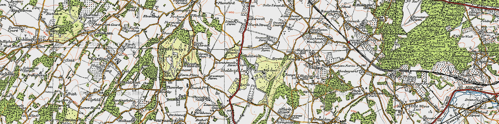 Old map of Sheldwich Lees in 1921