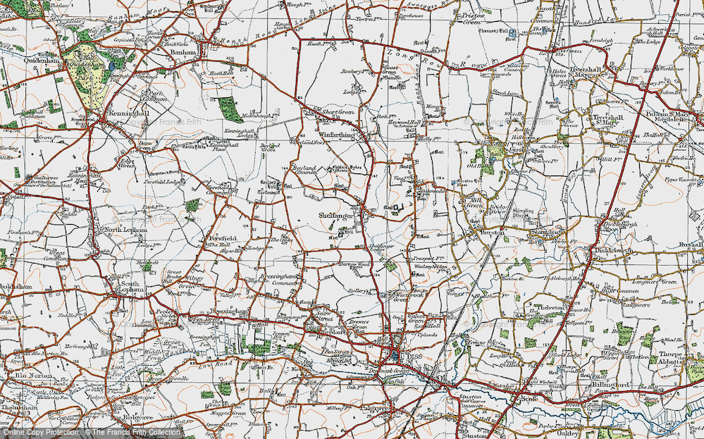 Old Map of Shelfanger, 1920 in 1920