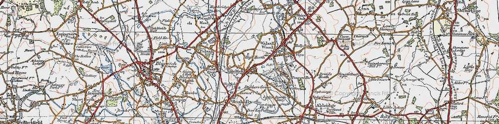 Old map of Shelfield in 1921