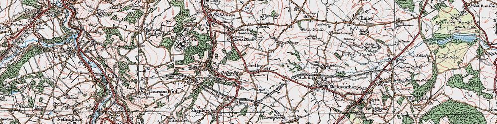 Old map of Shelley in 1924
