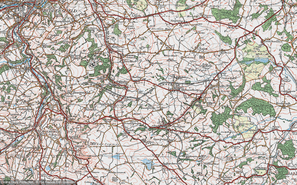 Old Map of Shelley Woodhouse, 1924 in 1924