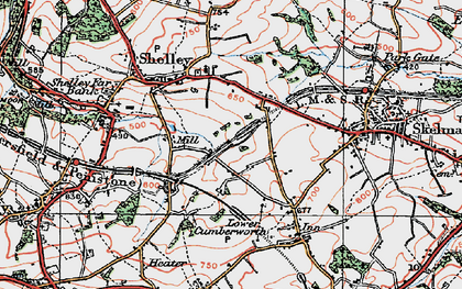 Old map of Shelley Woodhouse in 1924