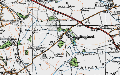 Old map of Shellingford in 1919